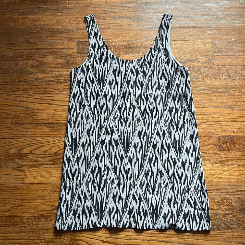 Joie 100% Silk Gray and Black Pattern Dawna Mini Tank Dress NWT